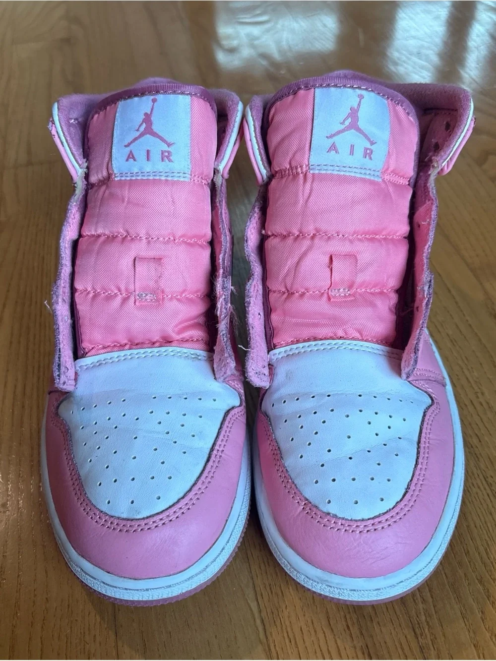 Nike Air Jordan 1 Mid Sneakers Valentines Day Youth Pink White Kids Girls Sz 6.5